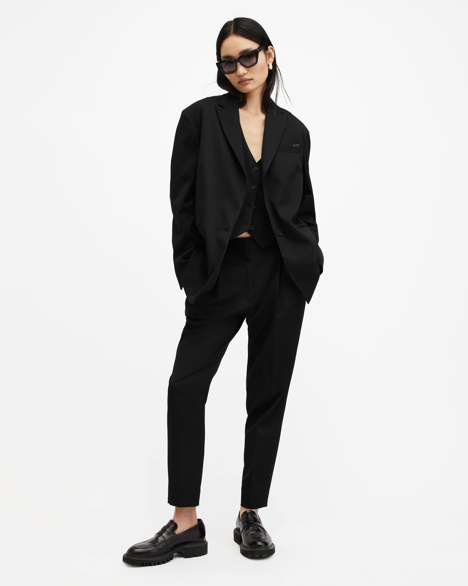 All Saints Nellie Single Breasted Relaxed Blazer Black