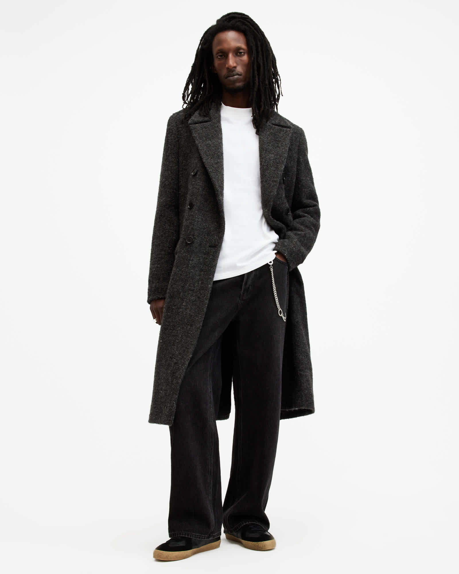 All Saints Nero Mock Neck Relaxed Fit T-Shirt Chalk White