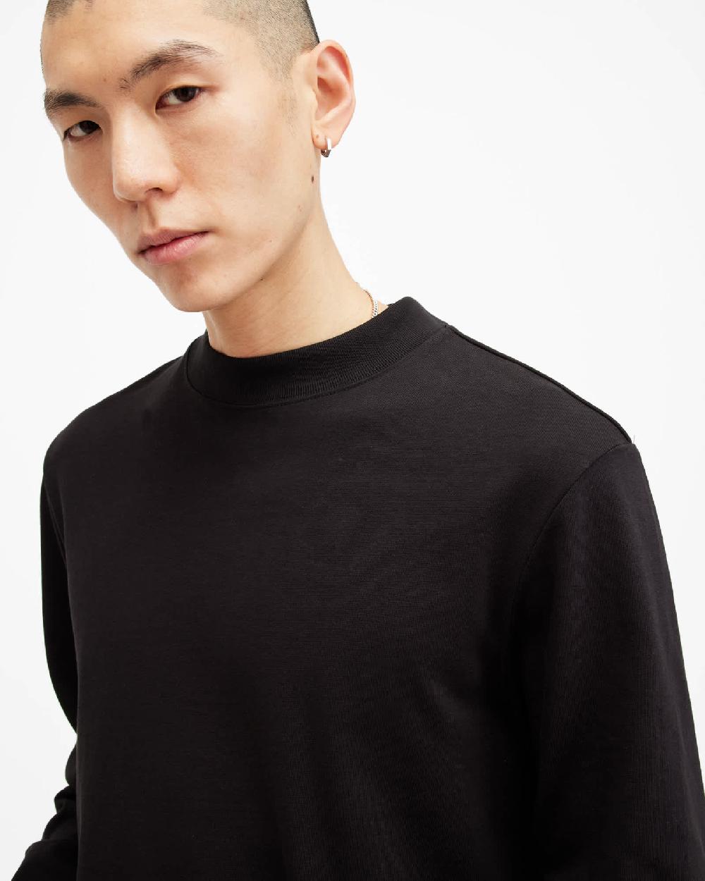 All Saints Nero Mock Neck Relaxed Fit T-Shirt Jet Black