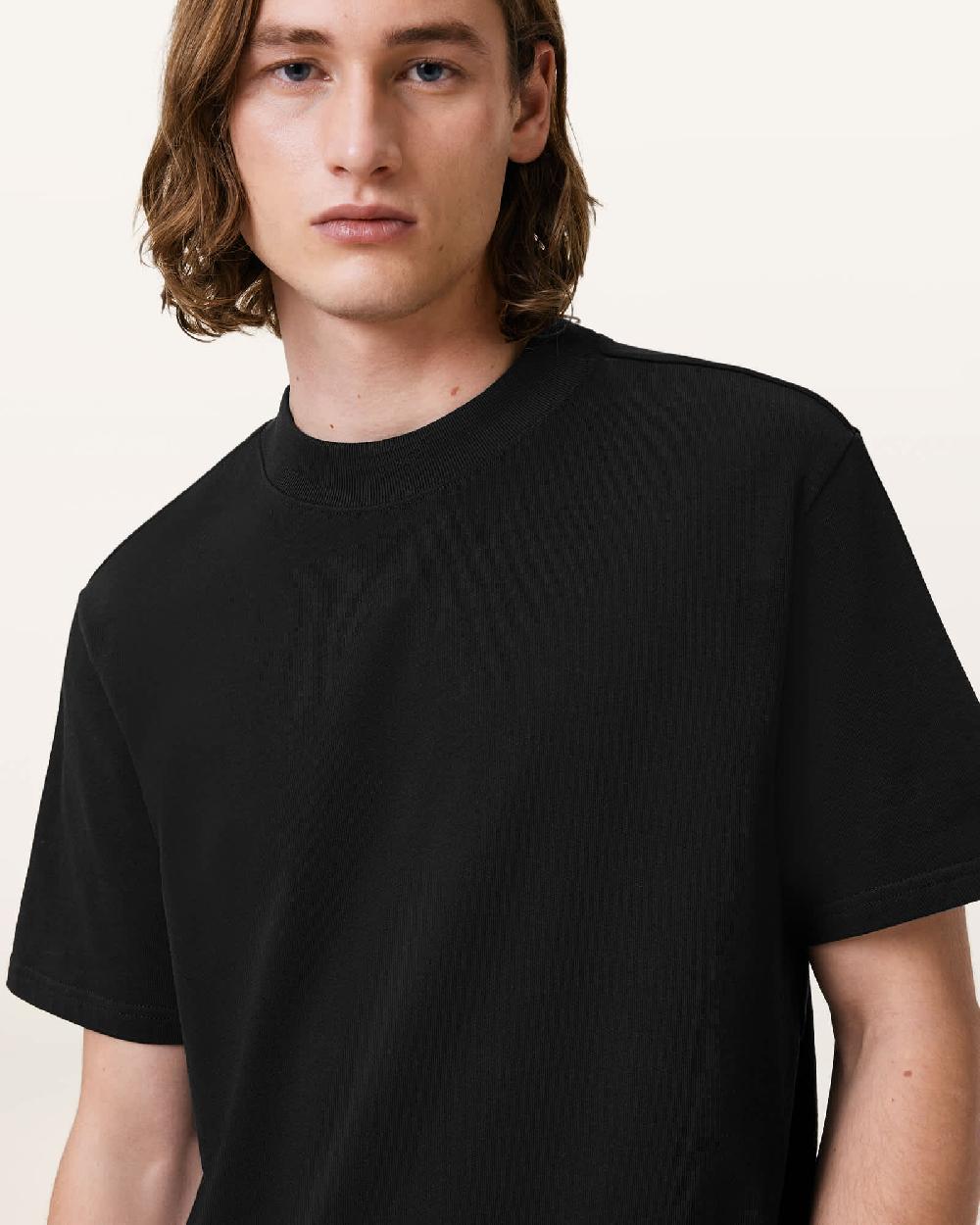 All Saints Nero Mock Neck Short Sleeve T-Shirt Jet Black