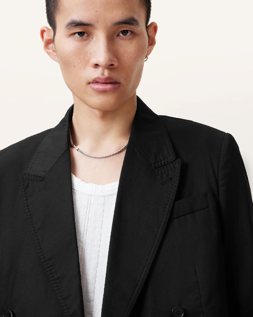 All Saints Newton Double Breasted Relaxed Blazer Koto Black