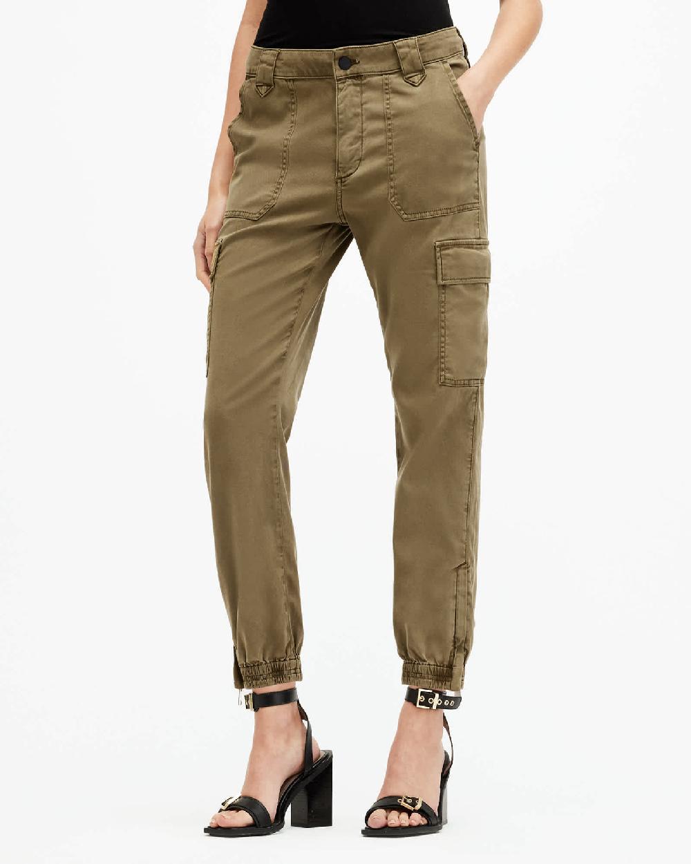 All Saints Nola High-Rise Jogger Pants Dark Khaki Green