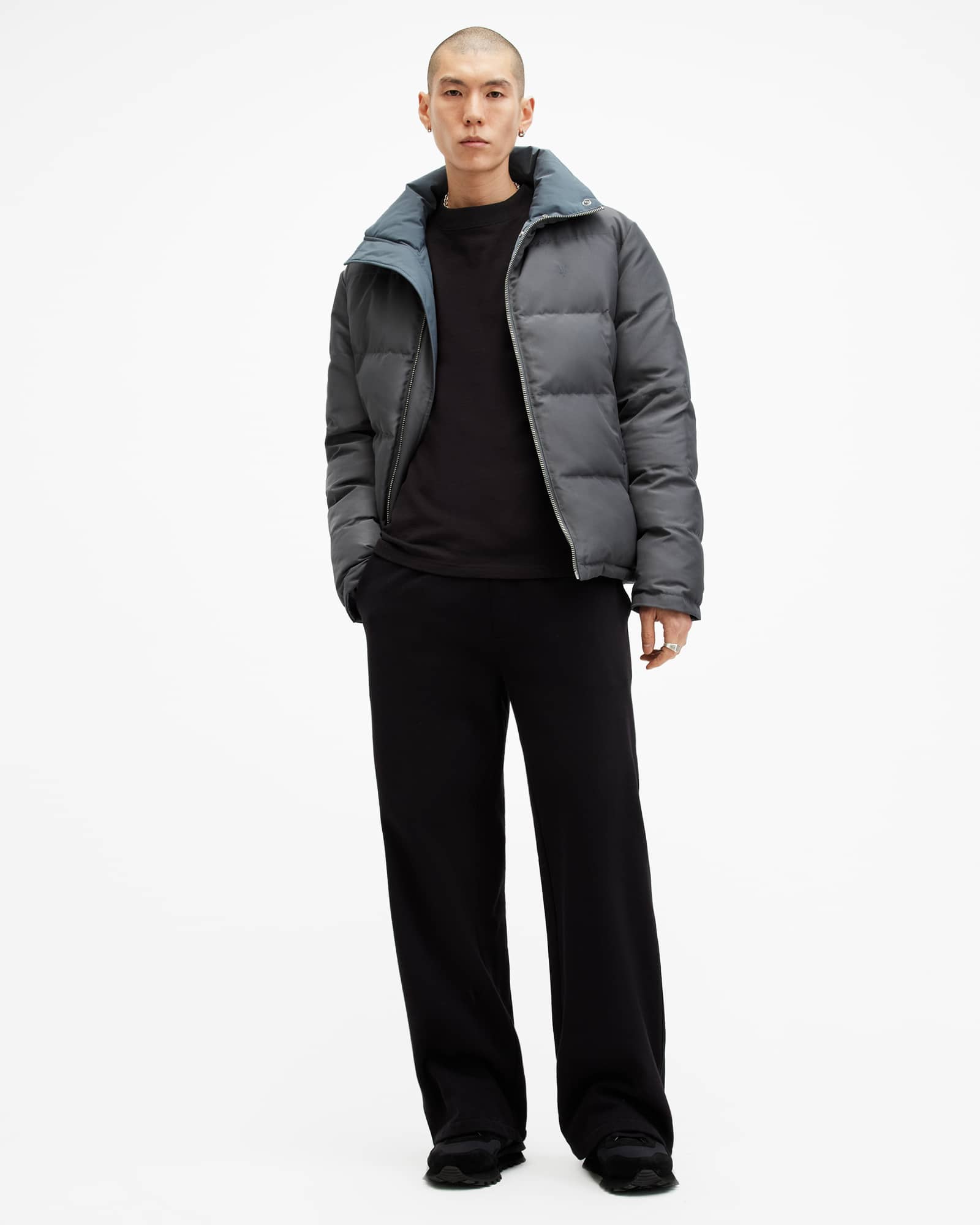 All Saints Novern 2-In-1 Reversible Puffer Jacket ASHY BLUE/GREY