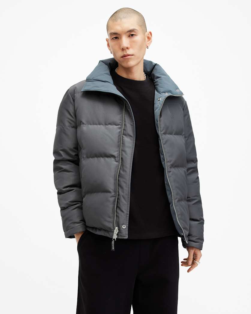 all saints Novern 2-In-1 Reversible Puffer Jacket ASHY BLUE/GREY