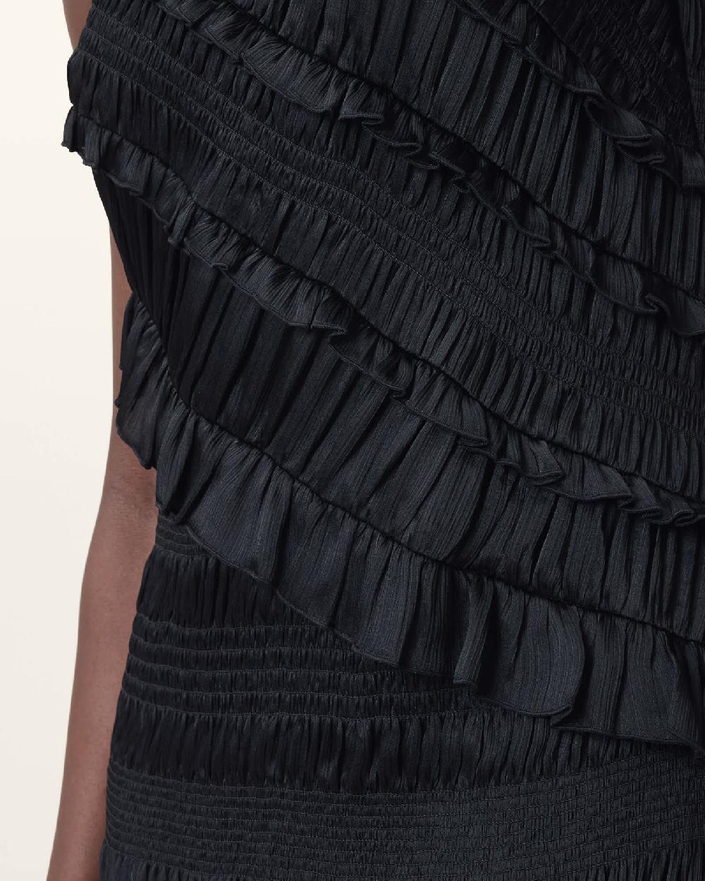 All Saints Nyla Sleeveless Shirred Midi Dress Black