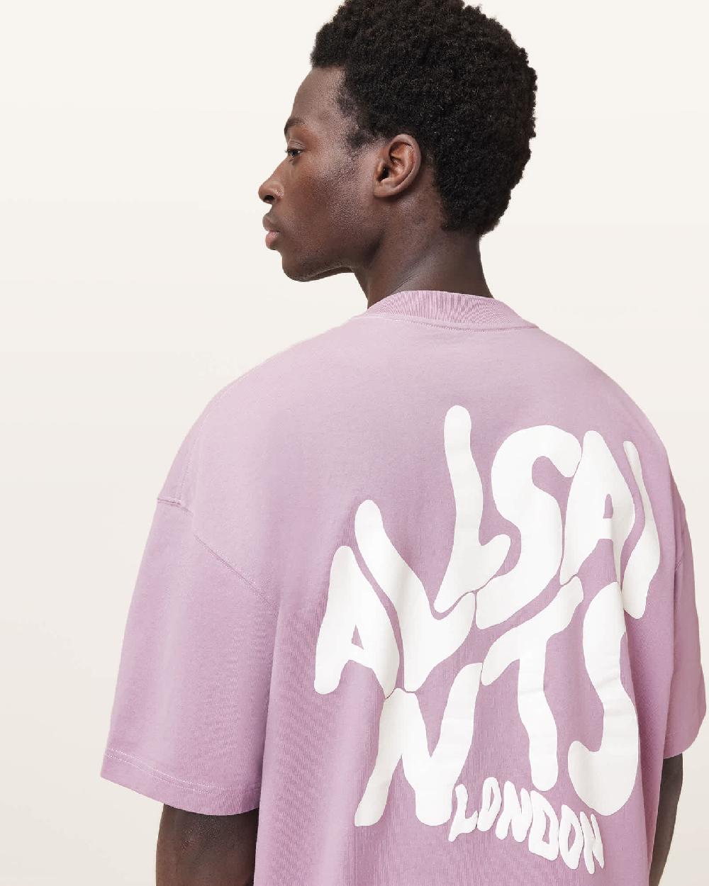 All Saints Orlando Logo Print Oversized T-Shirt Ashed Purple