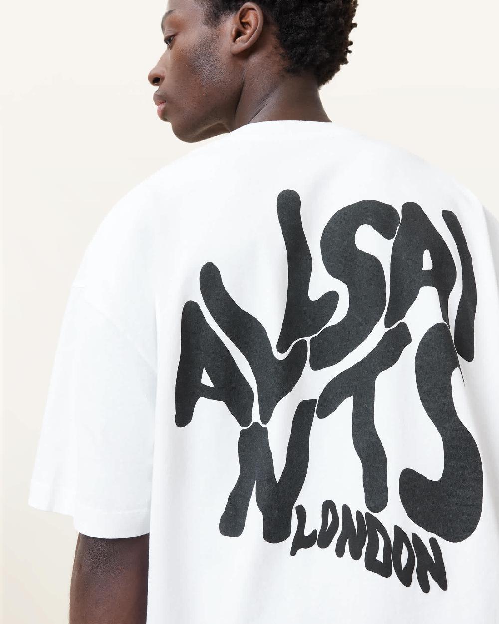All Saints Orlando Logo Print Oversized T-Shirt Ashen White