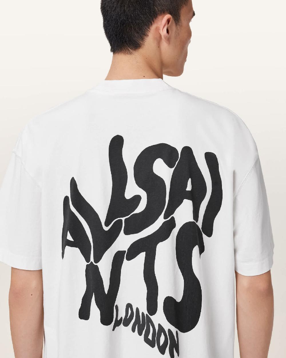 All Saints Orlando Logo Print Oversized T-Shirt Ashen White