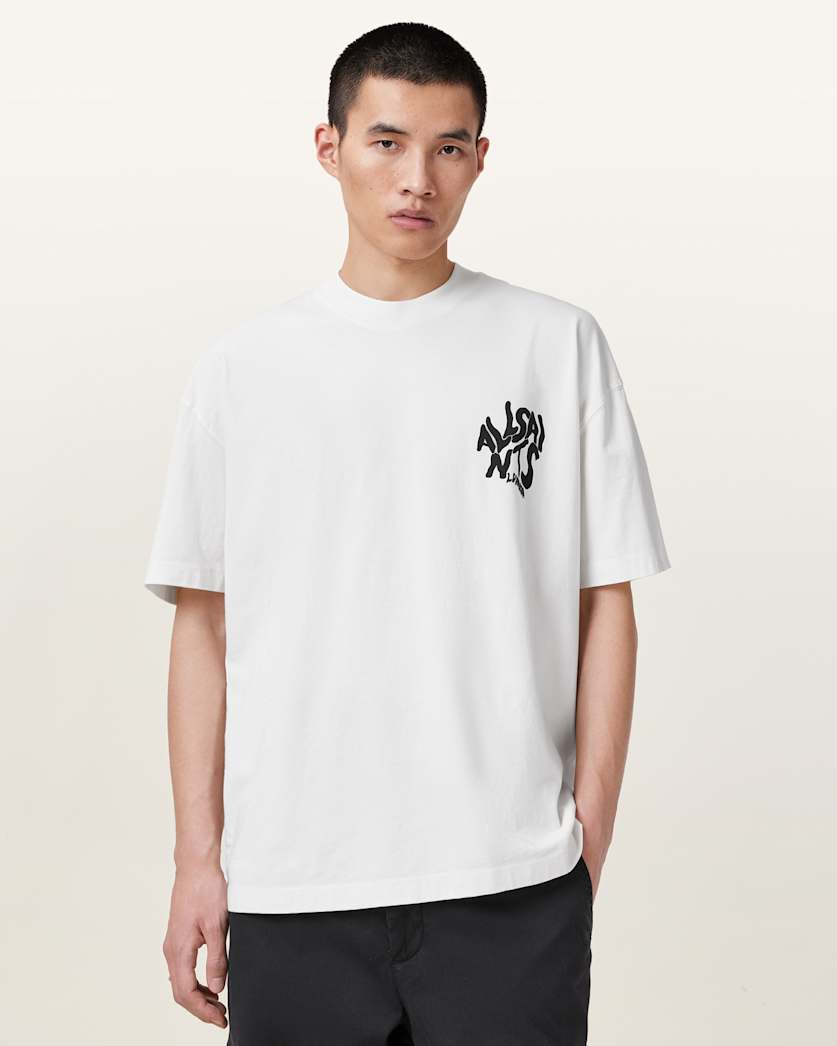 all saints Orlando Logo Print Oversized T-Shirt Ashen White