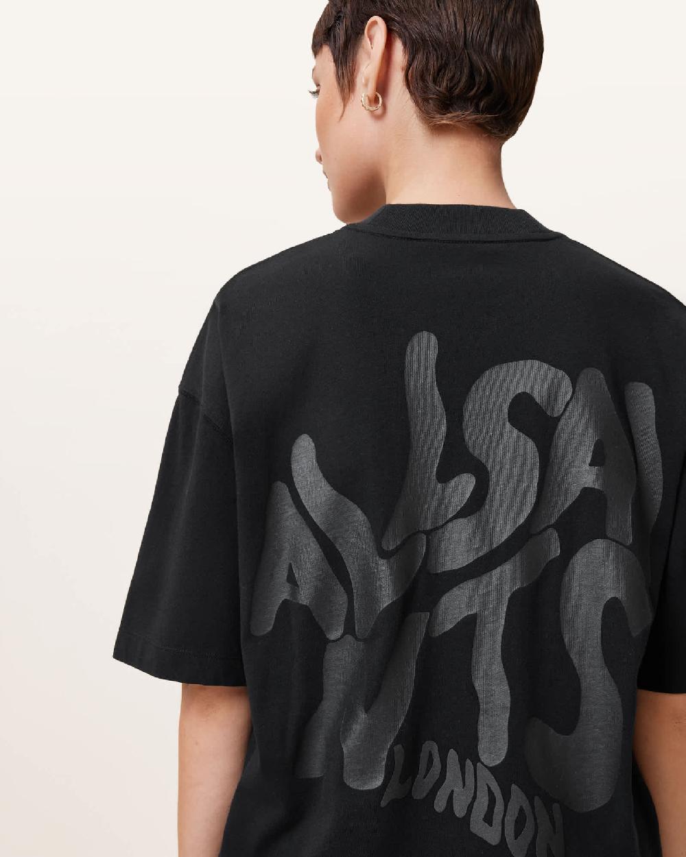 All Saints Orlando Logo Print Oversized T-Shirt Black