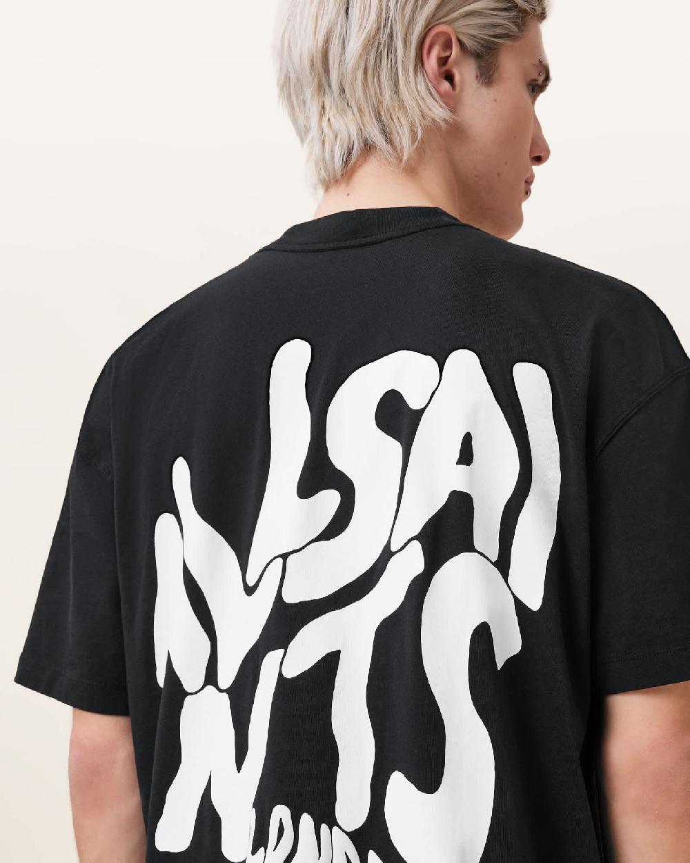 All Saints Orlando Logo Print Oversized T-Shirt Jet Black