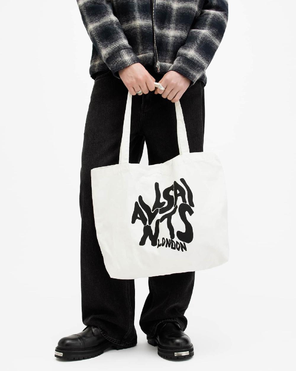 All Saints Orlando Logo Printed Tote Bag Chalk/Black