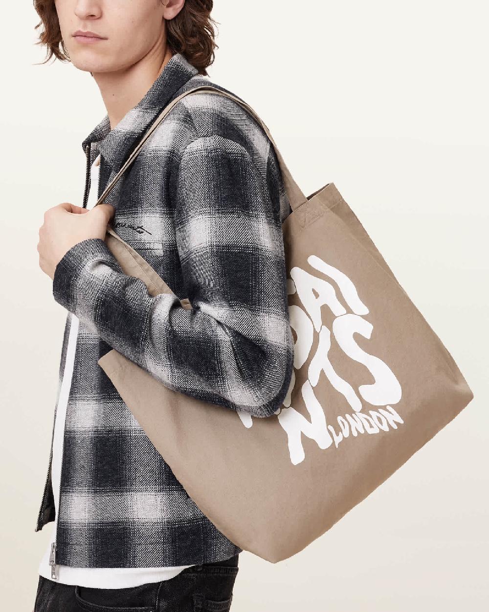 All Saints Orlando Logo Printed Tote Bag Chestnut Brown