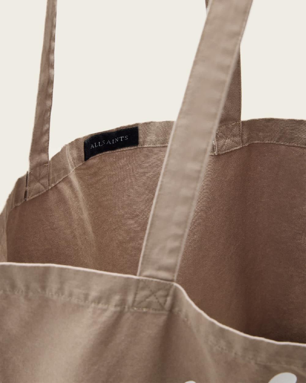 All Saints Orlando Logo Printed Tote Bag Chestnut Brown