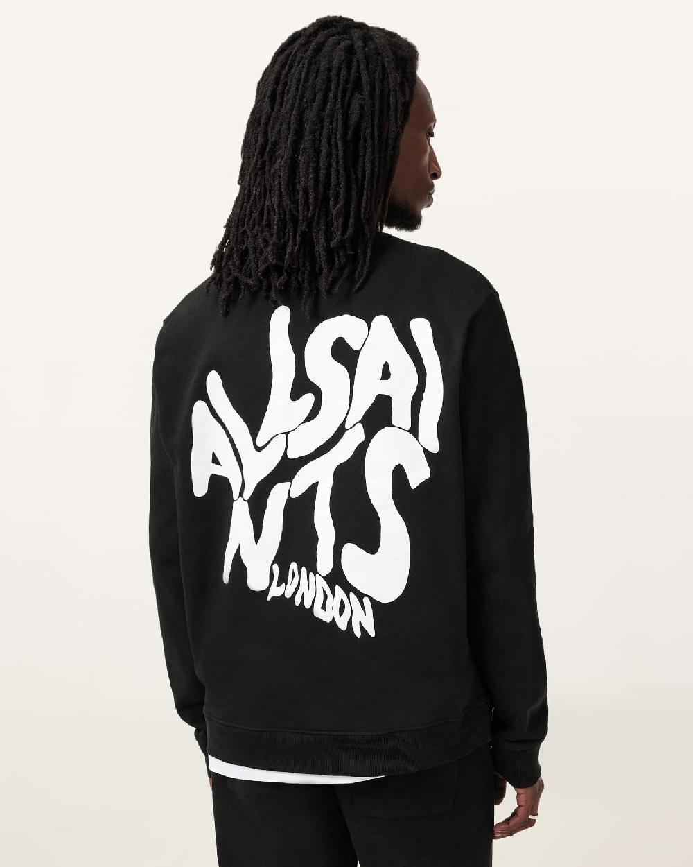 All Saints Orlando Oversized Crew Neck Sweatshirt Jet Black