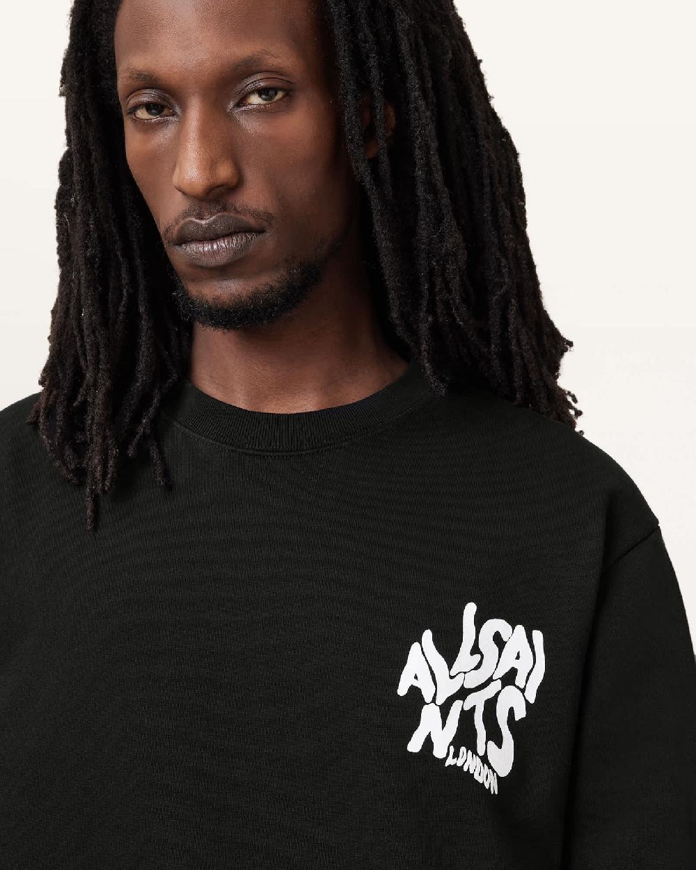 All Saints Orlando Oversized Crew Neck Sweatshirt Jet Black