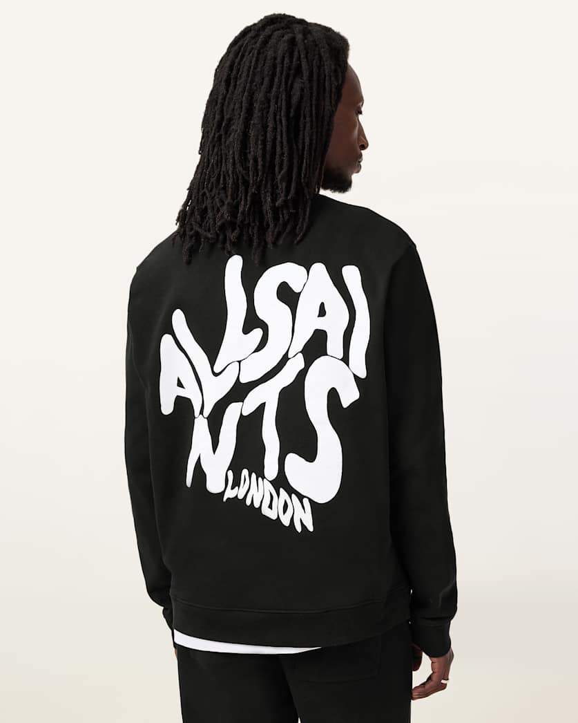 all saints Orlando Oversized Crew Neck Sweatshirt Jet Black