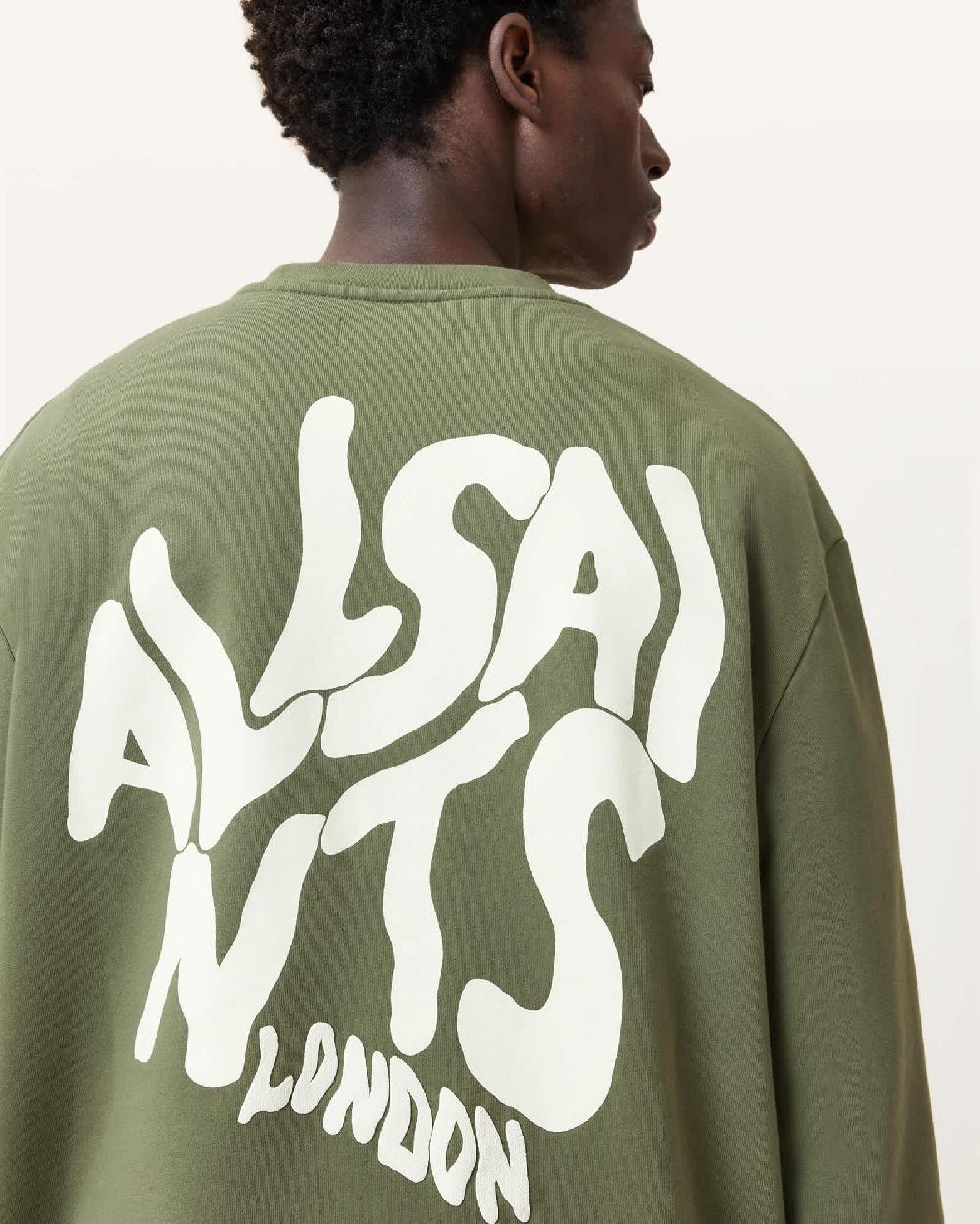 All Saints Orlando Relaxed Crew Neck Sweatshirt Eden Green