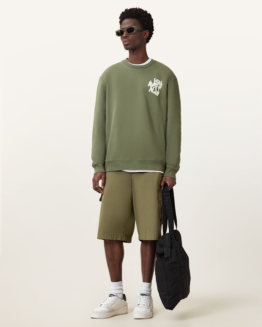 all saints Orlando Relaxed Crew Neck Sweatshirt Eden Green