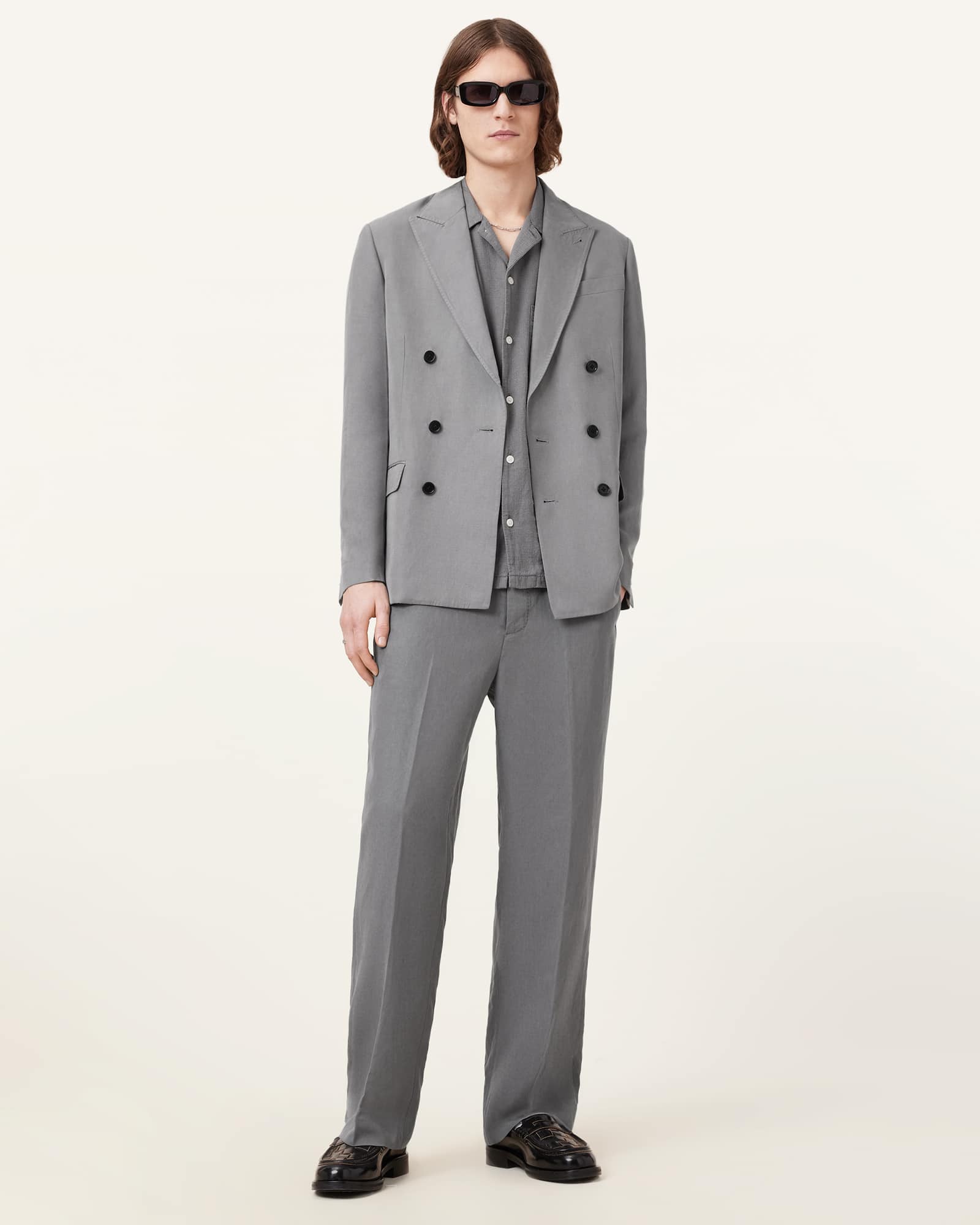 All Saints Orpheus Relaxed Fit Tailored Pants Machine Grey