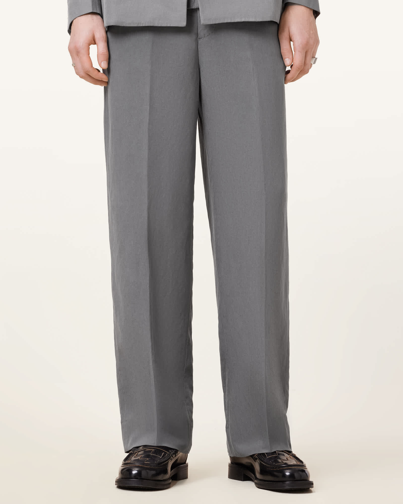 All Saints Orpheus Relaxed Fit Tailored Pants Machine Grey