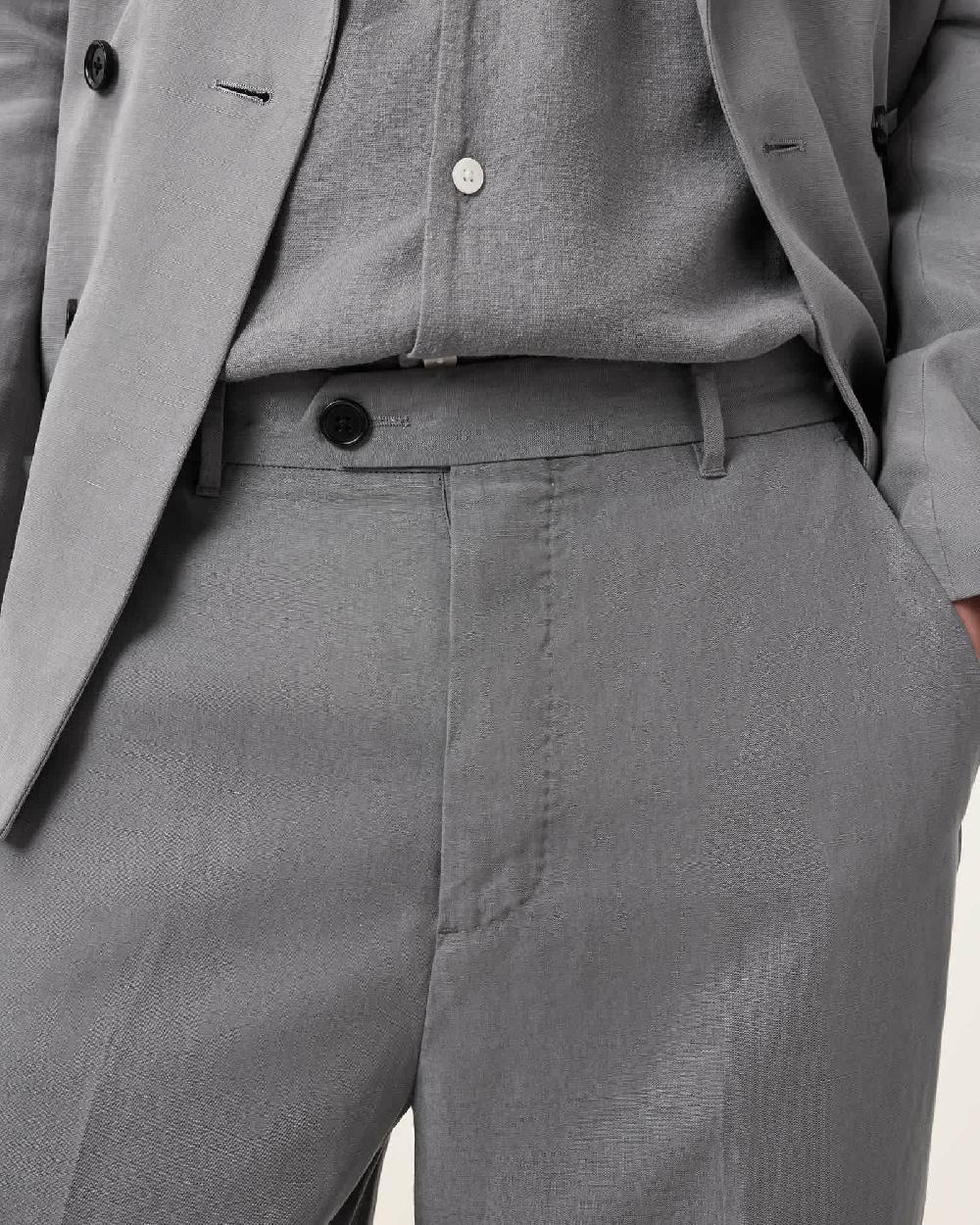 All Saints Orpheus Relaxed Fit Tailored Pants Machine Grey