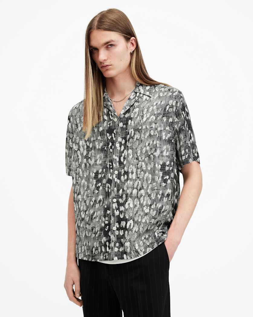 all saints Oscillation Leopard Print Shirt Punk Black