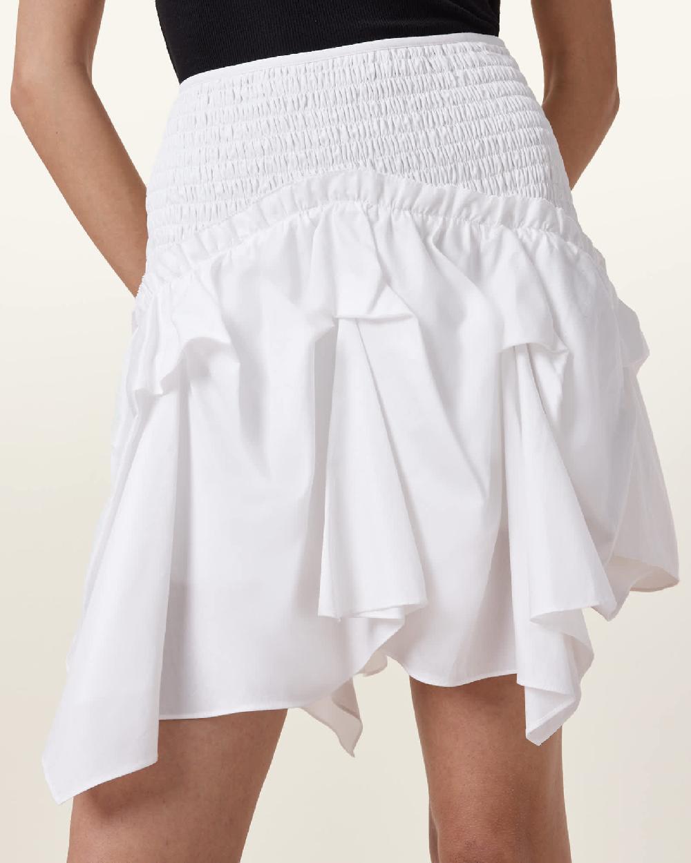 All Saints Palmer Asymmetric Mini Skirt Chalk White