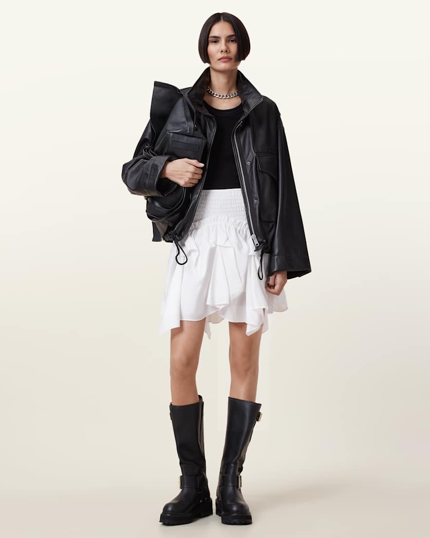 all saints Palmer Asymmetric Mini Skirt Chalk White