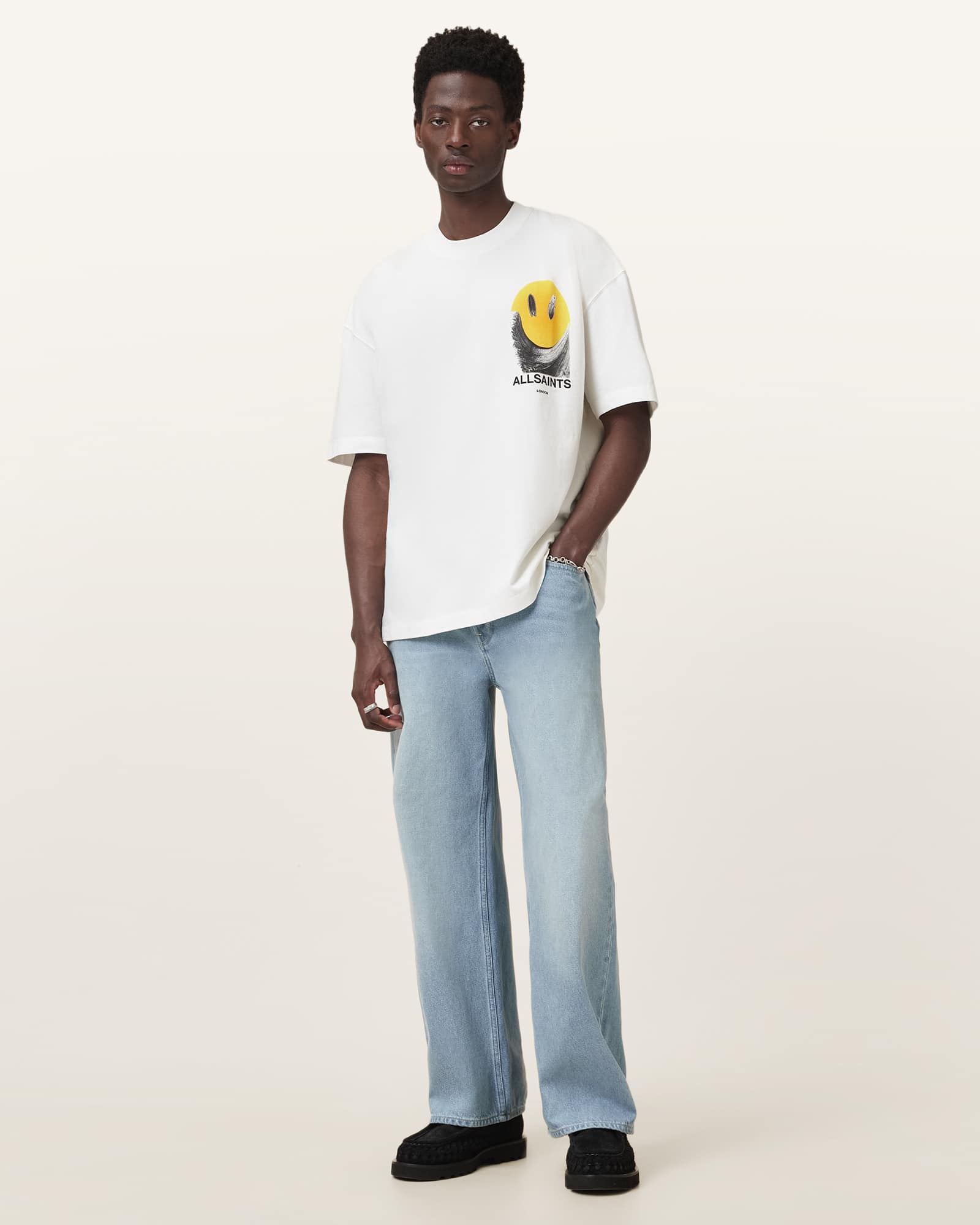 All Saints Party Wave Oversized T-Shirt Chalk White