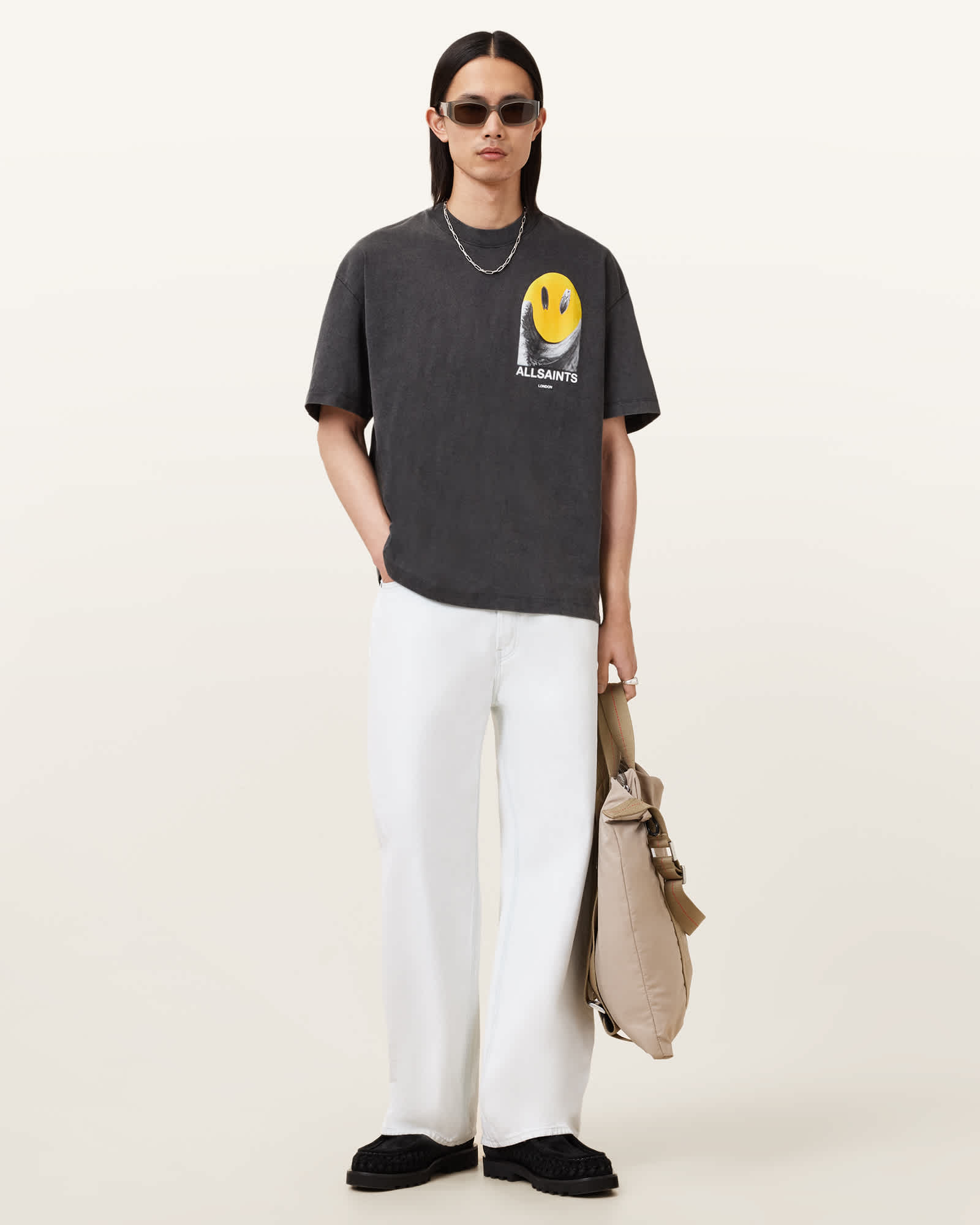 All Saints Party Wave Oversized T-Shirt Washed Black