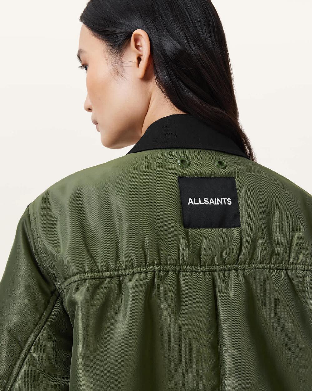 All Saints Penni 2-in-1 Trench Bomber Jacket KHAKI GREEN/BLACK