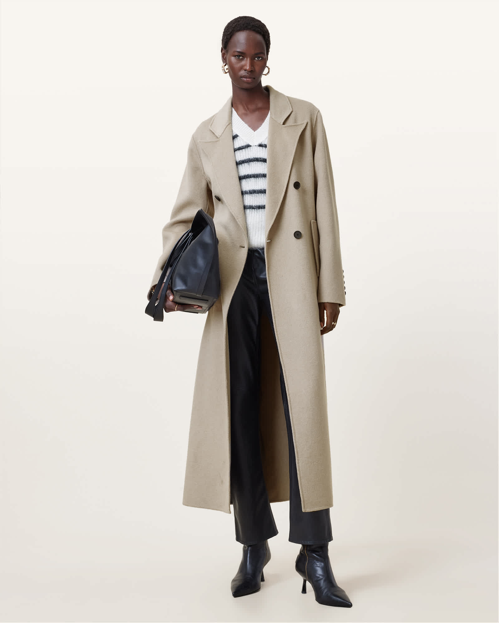 All Saints Pheebee Oversized Coat Trench Coat Brown