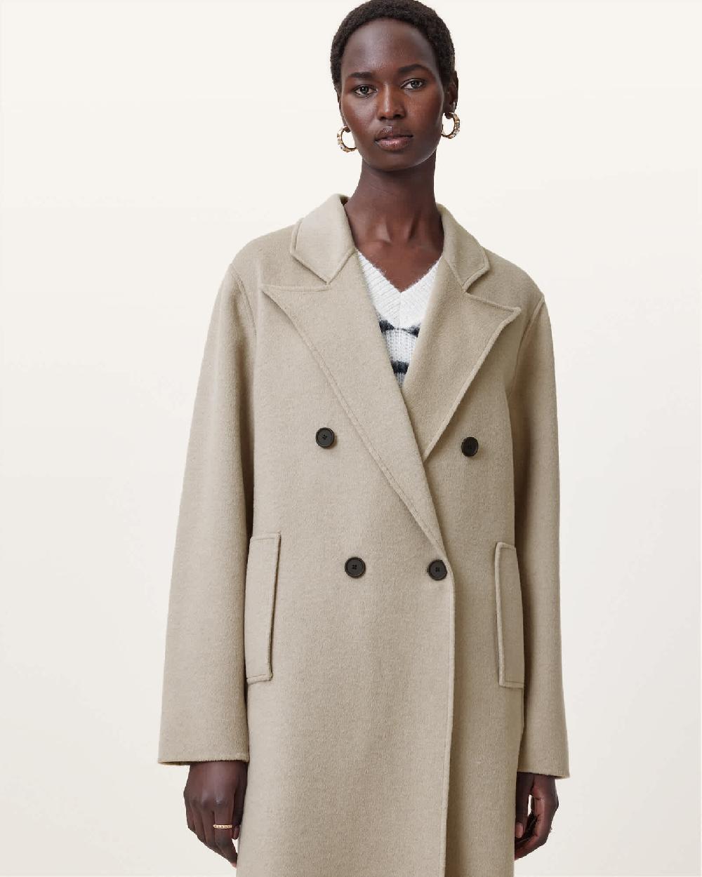 All Saints Pheebee Oversized Coat Trench Coat Brown