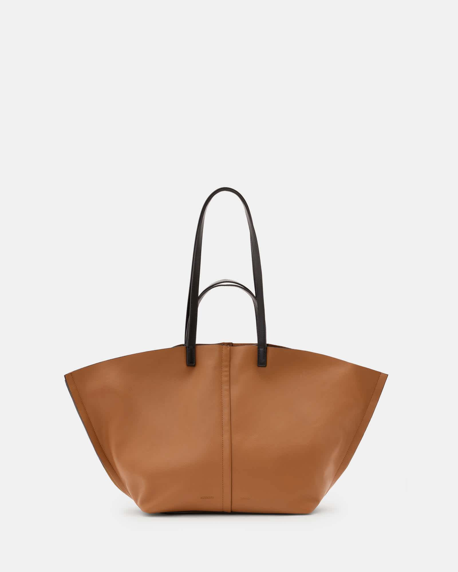 All Saints Pheonix Spacious Leather Tote Bag Sepia Brown