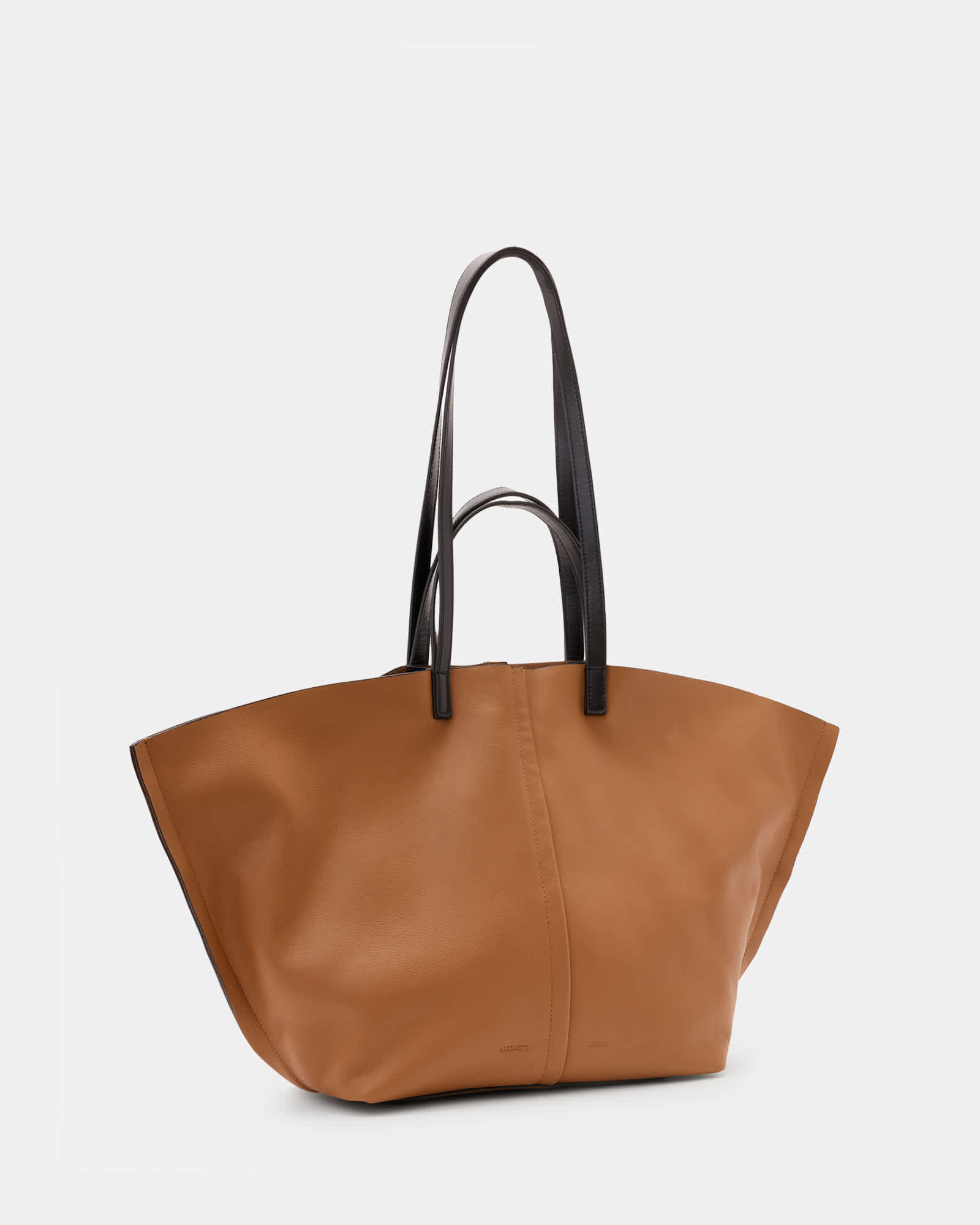 All Saints Pheonix Spacious Leather Tote Bag Sepia Brown