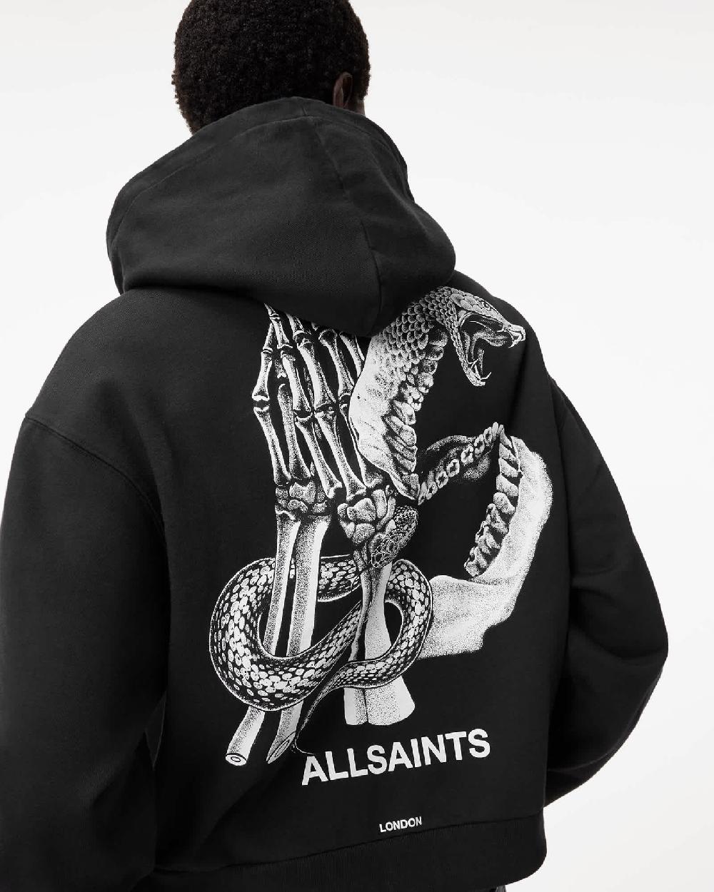 All Saints Pippa Asp Logo Relaxed Fit Hoodie Washed Black
