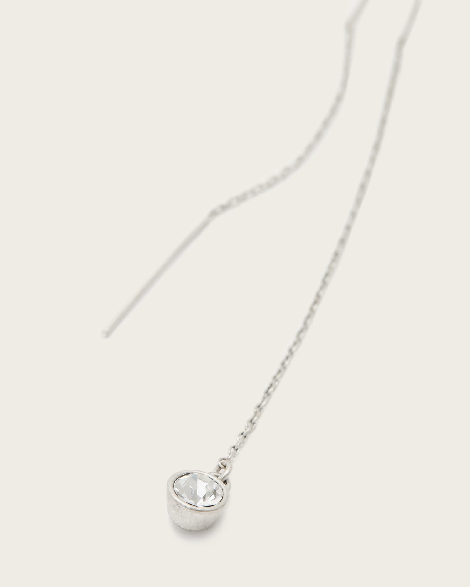 All Saints Pippa Crystal Threader Earrings Warm Silver