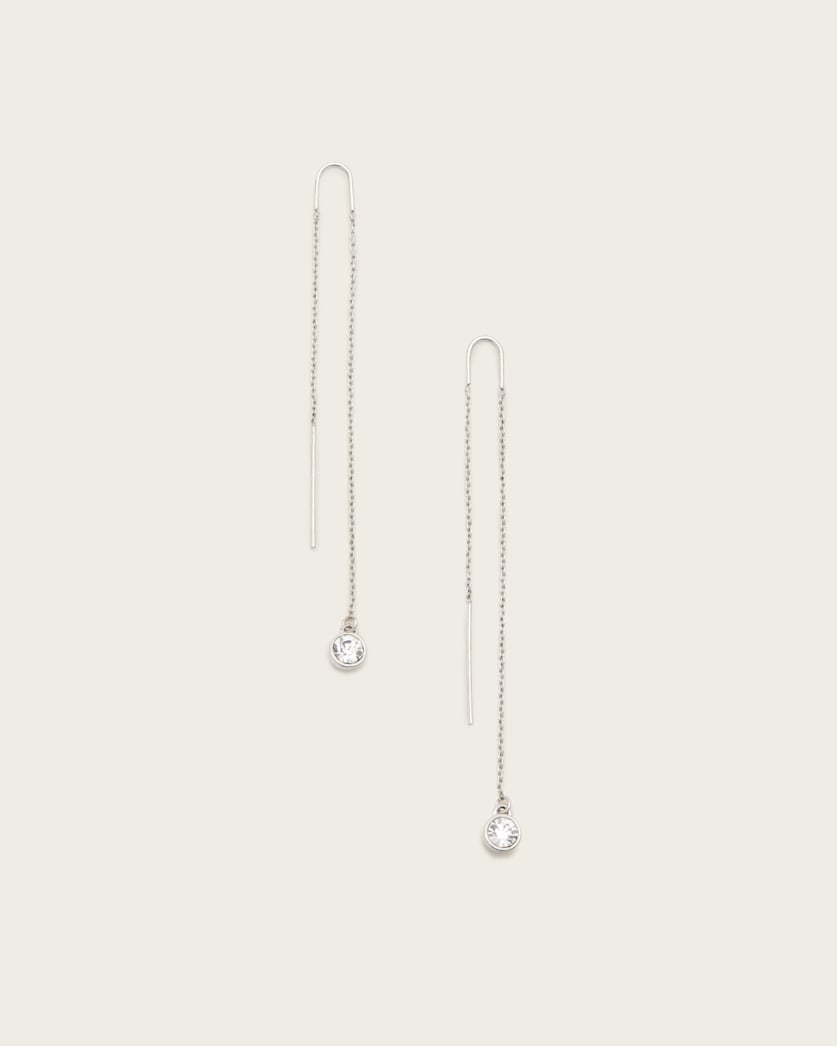 all saints Pippa Crystal Threader Earrings Warm Silver