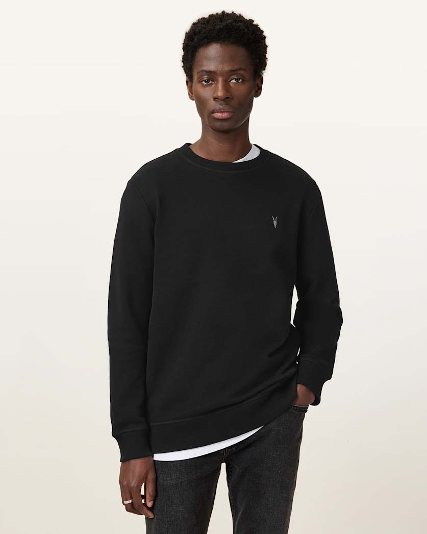 all saints Raven Crew Neck Ramskull Sweatshirt Black