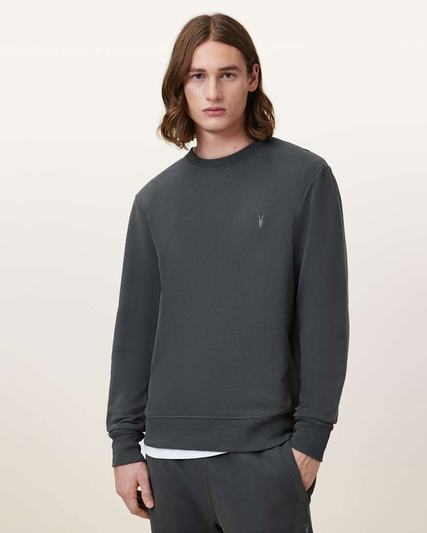 all saints Raven Crew Neck Ramskull Sweatshirt Carter Grey