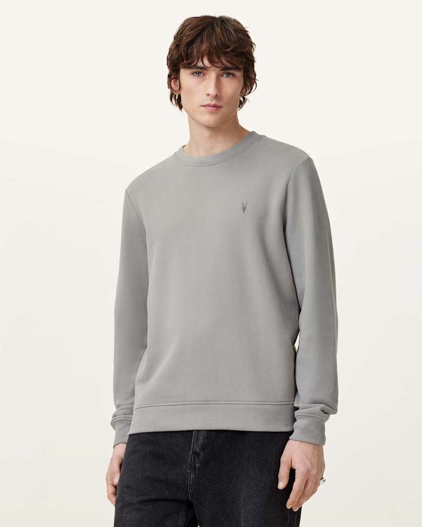 all saints Raven Crew Neck Ramskull Sweatshirt FOSSIL GREY
