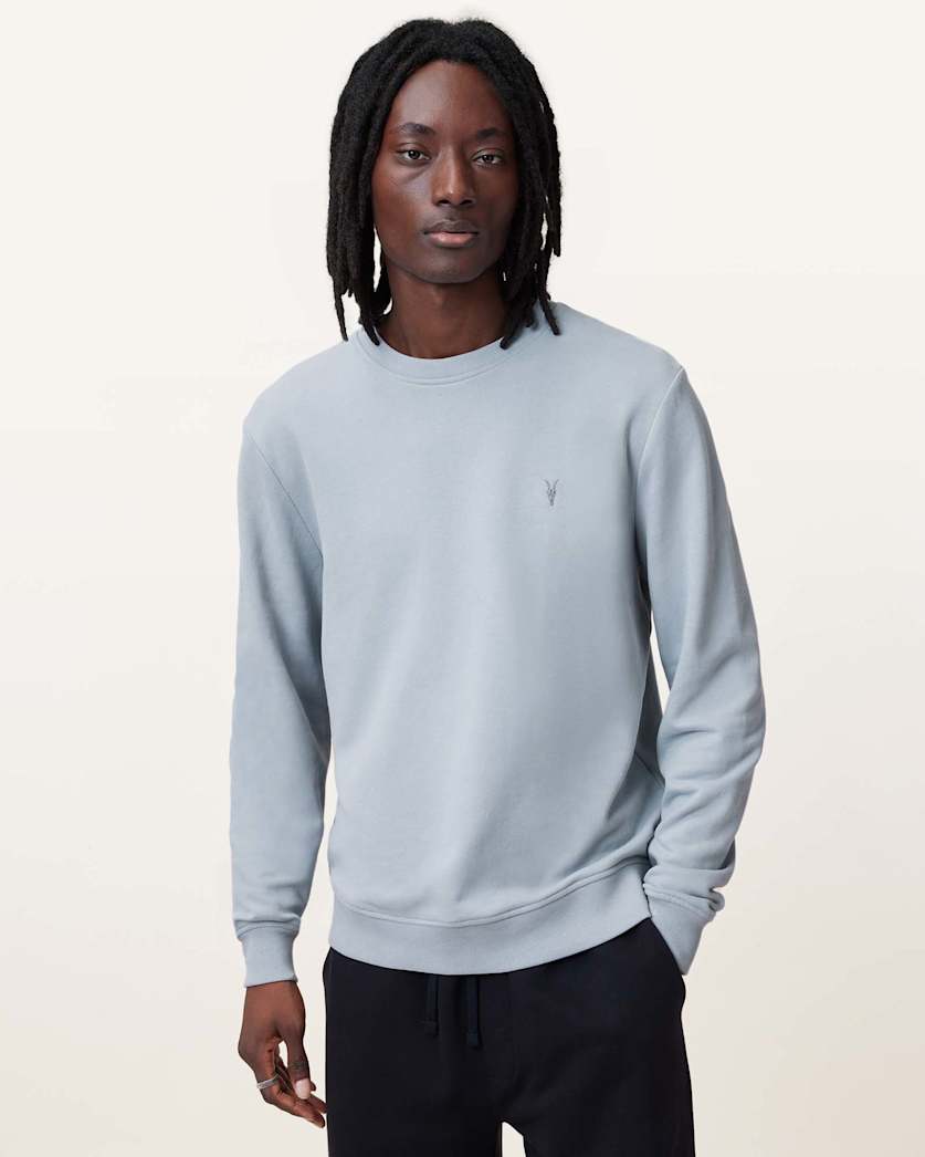 all saints Raven Crew Neck Ramskull Sweatshirt Willow Blue