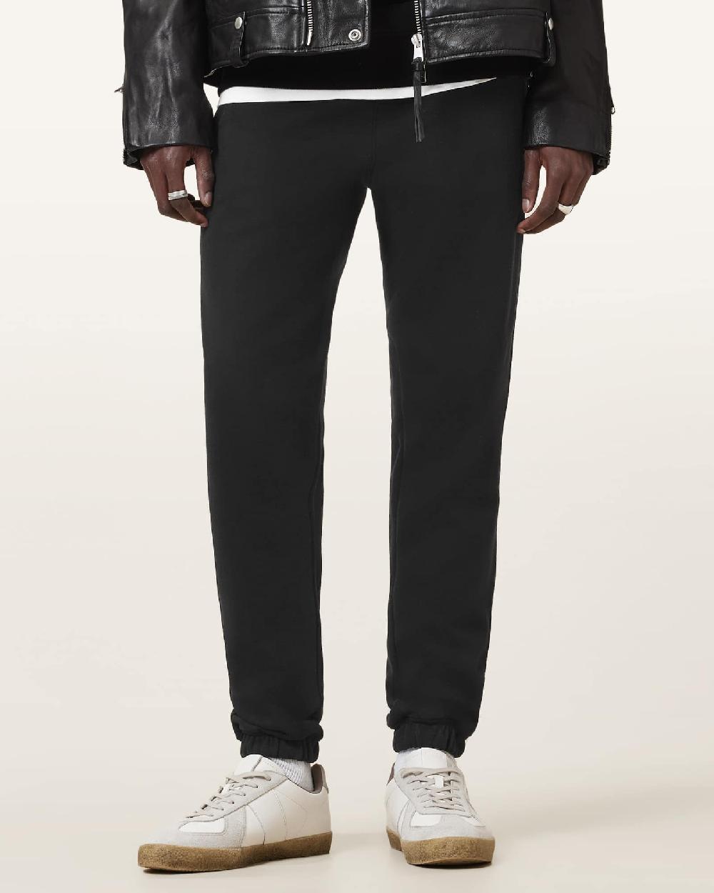 All Saints Raven Cuffed Slim Fit Ramskull Sweatpants Black