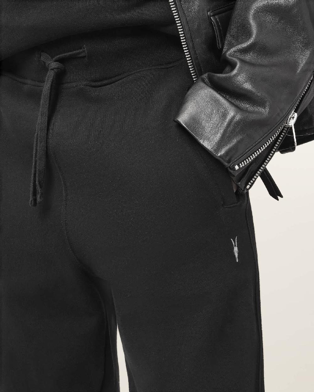 All Saints Raven Cuffed Slim Fit Ramskull Sweatpants Black