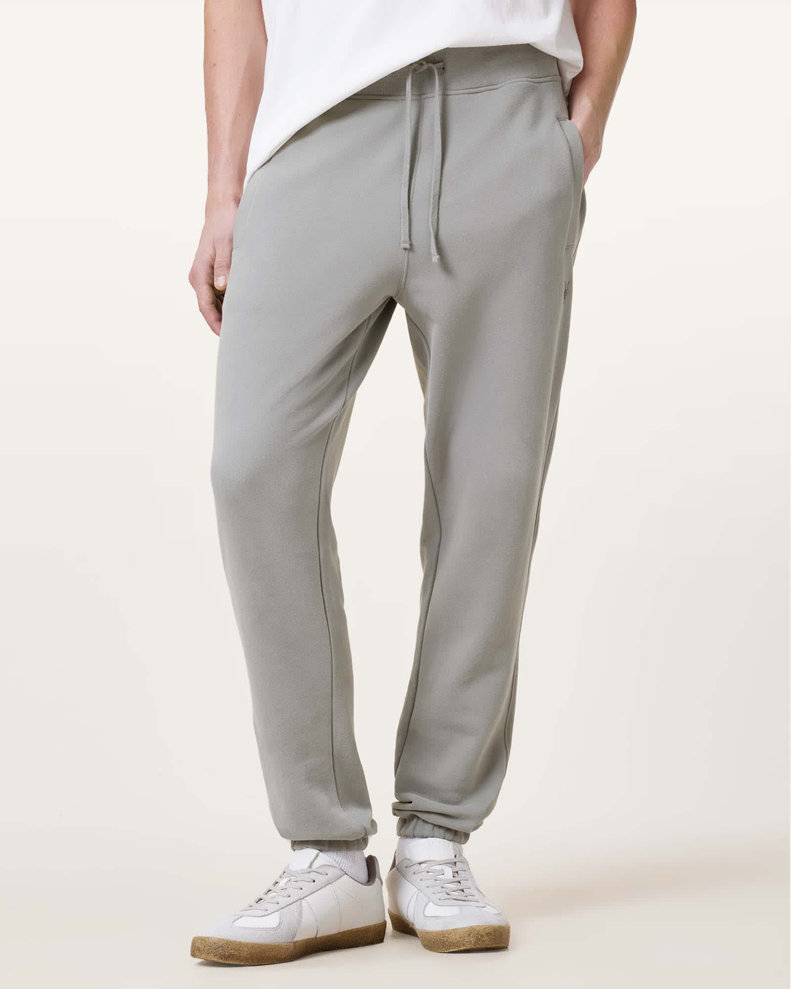 All Saints Raven Cuffed Slim Fit Ramskull Sweatpants FOSSIL GREY
