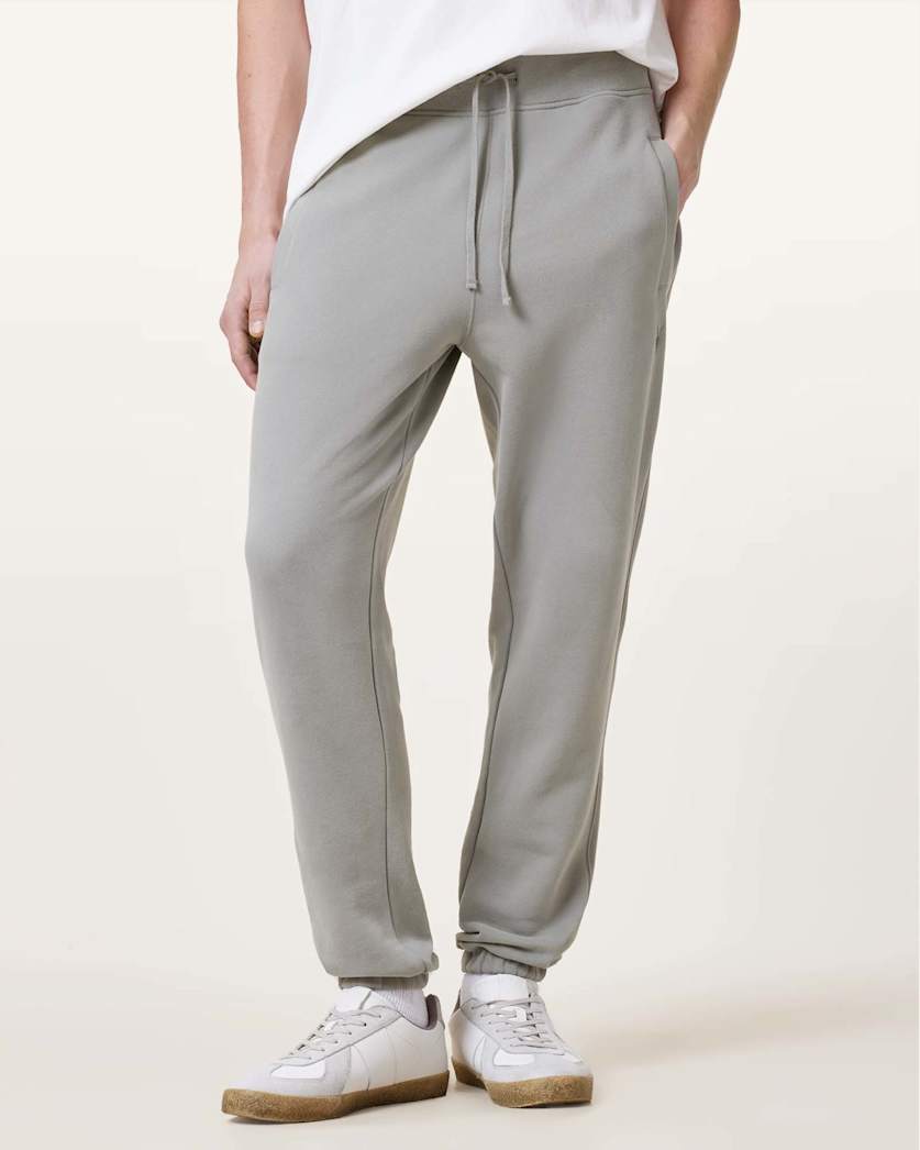all saints Raven Cuffed Slim Fit Ramskull Sweatpants FOSSIL GREY