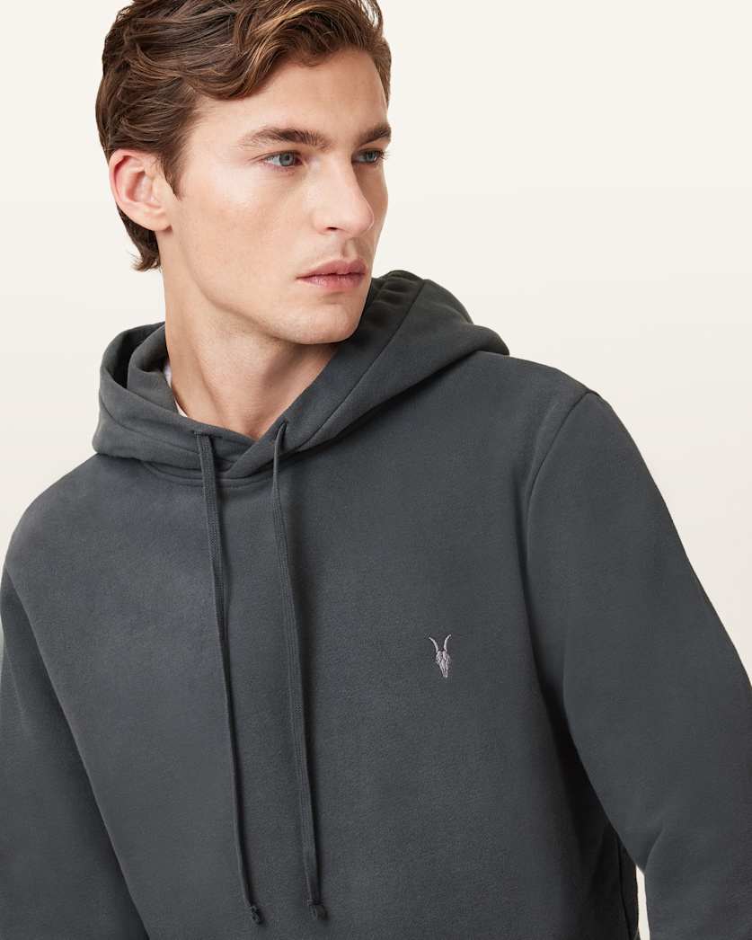 all saints Raven Pullover Ramskull Hoodie Carter Grey