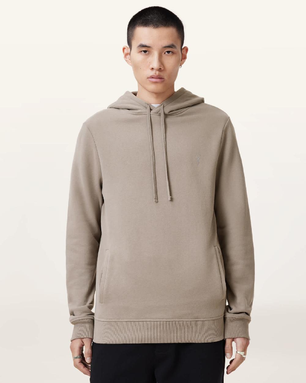 All Saints Raven Pullover Ramskull Hoodie Chestnut Brown