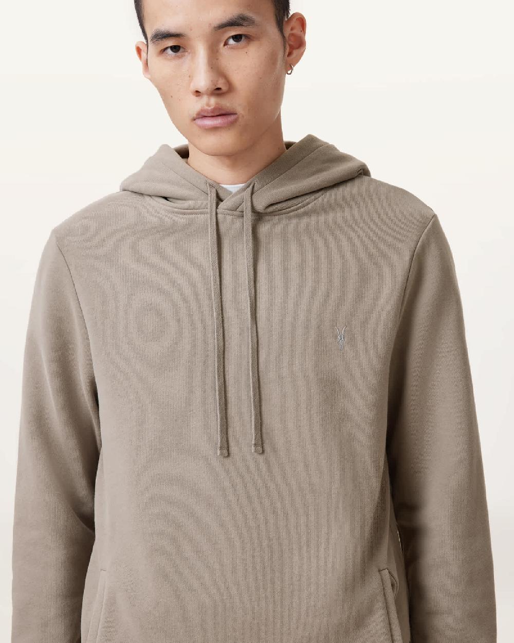 All Saints Raven Pullover Ramskull Hoodie Chestnut Brown